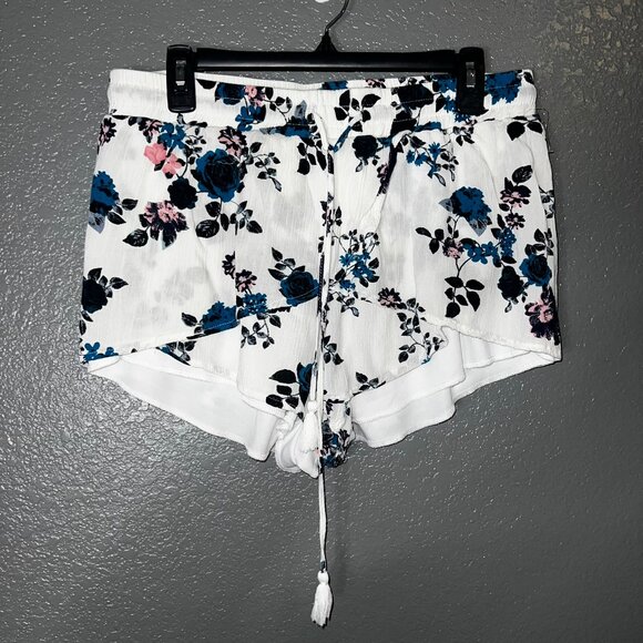 Share Women’s Floral Two Piece Set Ruffle Off Shoulder Top & Shorts Miss Lili XL - Picture 3 of 10